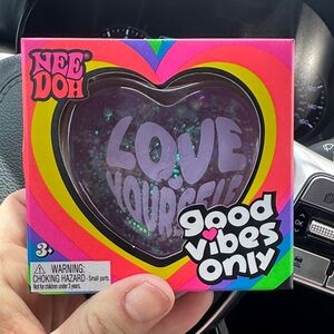 NeeDoh Heart Shaker 'Love Yourself' - Bright Rainbow Pink Design